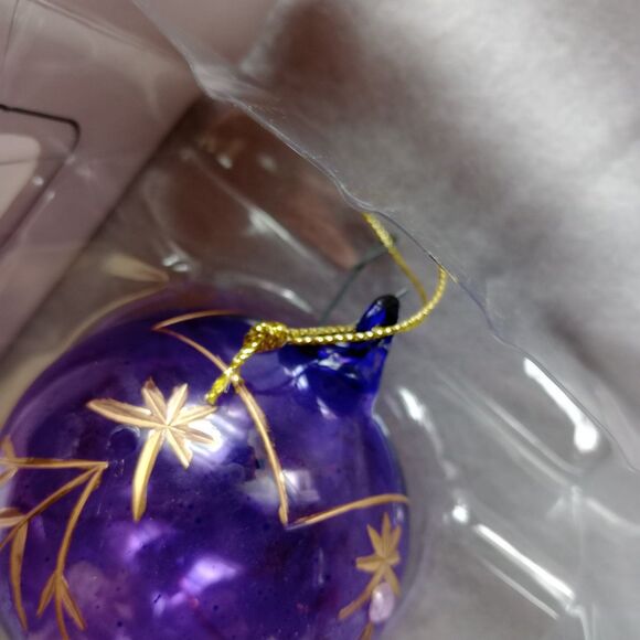 Designers Studio Glass Ornament Handmade Christmas Purple Gold Holiday Decor - Picture 3 of 7
